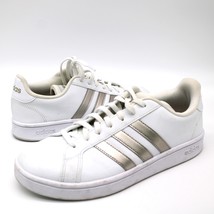 Adidas Womens 9 Grand Court Base Sneaker Shoes White Platinum Metallic E... - £23.00 GBP