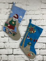 (2) Santa &amp; Snowman Christmas Stockings Stitched Beach Island Palm Tree Sand Lot - £31.28 GBP