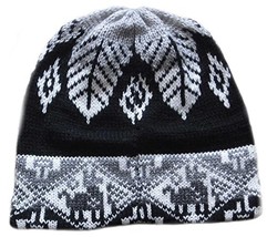 Alpakaandmore Unisex Beanie Hat Alpaca Wool Knitted One Size Ski Hat (Black) - £25.88 GBP