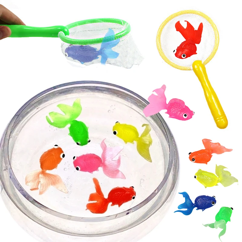 1 Sets Mini Fish Baby Bath Toys Soft Rubber Simulation Goldfish Decor Water Play - £7.81 GBP