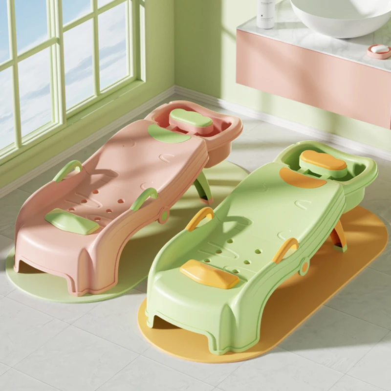 Stool Children Shampoo Chair Hair Wash Lounge Folding Bed Shampoo Chair ... - £112.25 GBP+