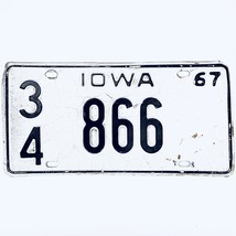 1967 United States Iowa Floyd County Passenger License Plate 34 866 - £14.75 GBP