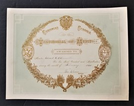 1892 Antique Christian Testimonial Merit Pa Edward C O&#39;donnell Illuminated Cert - £35.32 GBP