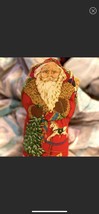 Vintage Father Christmas santa self standing door opener pillow - £19.85 GBP