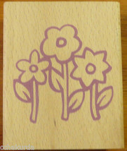 FLOWERS garden Rubber Stamp Wood Mount daisy Posey - £2.39 GBP