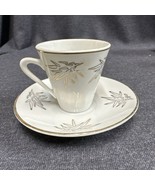 Vintage Porcelain Demitasse Cup And Saucer Set Marked White W/gold Design - £3.87 GBP