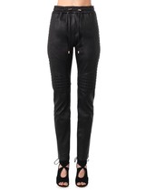 NWT $2600 Balmain Paris Black Quilted Leather Jogging Pants Sz 40 (S) - £437.83 GBP