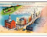 Easily Find Your Way in Boston Massachusetts MA UNP Linen Postcard Z1 - £3.09 GBP
