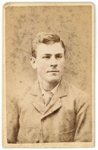 CIRCA 1800&#39;S Hand Tinted CDV Handsome Young Man Suit Tie Bowen Bridgeton, NJ - £7.57 GBP