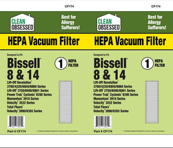 CF174 Bissell Style 8/14 HEPA Filter w/Charcoal,2/Pk - £14.12 GBP