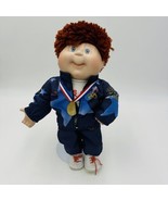 Cabbage Patch Porcelain Doll 13in tall Olympic Stand Danbury Mint Vintage 1996