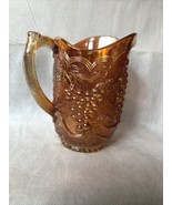 Carnival glass water pitcher grapes marigold iridized - $59.39