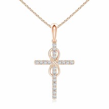 Authenticity Guarantee 
Diamond Cross and Infinity Pendant in 14K Rose Gold - £470.18 GBP