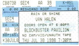 Vintage Furgone Halen Ticket Stub Luglio 30 1998 Charlotte North Carolina - £31.26 GBP