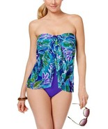 NWT RALPH LAUREN Womens&#39; Size 8 Blue Lush Tropical Print Fly Away Swim Suit - £46.89 GBP