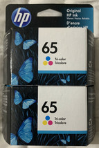 HP 65 Tri-Color Twin Pack Ink Cartridges 6ZA56AN - 2 X N9K01AN Sealed Foil Packs - $19.98
