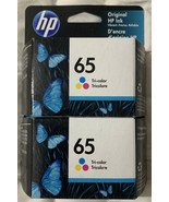HP 65 Tri-Color Twin Pack Ink Cartridges 6ZA56AN - 2 X N9K01AN Sealed Fo... - £15.72 GBP