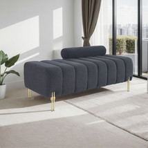 Velvet Fur Upholstered End of Bed Bench Ottoman Footrest with Metal Legs... - £170.98 GBP