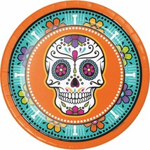 Day of the Dead Skulls 8 Ct 9&quot; Halloween Dinner Plates - £3.46 GBP