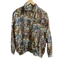 Lady Bear Women’s Silk Brown Multicolor Floral Jacket Full Zip Pockets S... - $13.99
