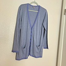 j Jill Womens Sz L Cardigan Shirt Blue Gray Long Sleeve Blazer Cover up  - $13.86