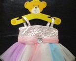 Build A Bear Workshop Pink White Blue &amp; Lavender Tulle Dress With Sequin... - $12.86