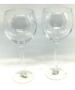 Wine Water Glasses Goblets Elements Etched Leaves Stem Pair 2 Elegant Si... - $12.82