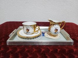 Tea/coffee cup with saucer and milk pitcher, part of limited edition 24k... - $190.00
