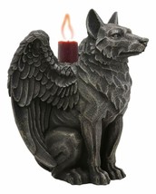 Sitting Gothic Angel Winged Wolf Candle Holder Statue Denizen Of The Twi... - £19.86 GBP