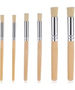 6 PCS Wooden Stencil Brushes Set Pure Natural Bristle Handle Template Br... - $17.33
