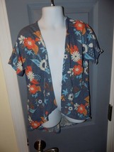 LuLaRoe Bianka Blue Flower Print Girls Size 1 Kimono Fits 2T-5 NWOT - £17.44 GBP