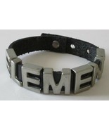 Black Leather Silver Lettered ELEMENT Bracelet 9&quot; Long - $29.70