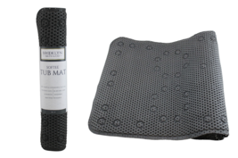 Jumbo Soft Waffle Cushioned Texture Spa  Bathroom Tub &amp; Bath Mat Anti-Slip Black - £11.72 GBP