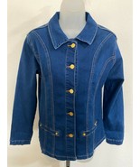 Paparazzi sz L/XL Blue Denim Jean Jacket Gold Button Down Stretch Coat - $33.69 CAD