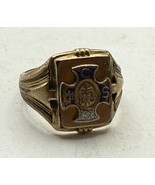 Gold Filled Cross Ring Catholic Cemeteries 10k GF SK&amp;F Enamel Jewelry Si... - $997.59 MXN