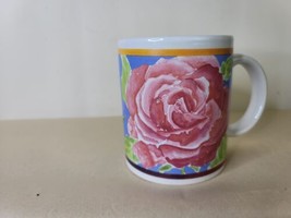 Gorgeous Pastel Roses Theme Mug Cypress Point Trading  Vintage 4 Inches - £11.84 GBP