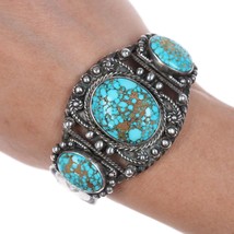 6 1/8&quot; 30&#39;s-40&#39;s Navajo Snake stamped High grade turquoise cuff bracelet - £1,548.45 GBP