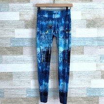 Reebok Mid Rise Running Tights Blue Abstract Print Womens Size XS - $19.79