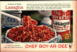 Chef Boy-Ar-Dee lasagna print ad 1961 vintage 60s retro art home decor food can - £19.21 GBP