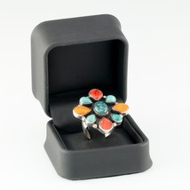 Fait à la Main Turquoise &amp; Orange Épineux Huître Serti Bague Sterling Signé - $7,879.13 MXN