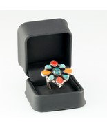 Fait à la Main Turquoise &amp; Orange Épineux Huître Serti Bague Sterling Signé - $578.51 CAD