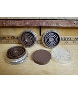Vintage Furniture Caster Cups Round  Plastic Set Of 4 Clear and Brown Spike - $22.62 CAD