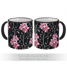 Striped Orchids : Gift Mug Japanese Pattern Floral Branches Tropical Friendship  - £12.70 GBP