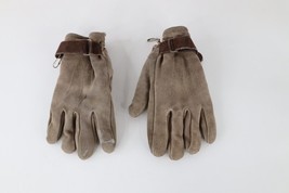 Vintage 70s Streetwear Distressed Fleece Lined Suede Leather Gloves Medium - £31.34 GBP