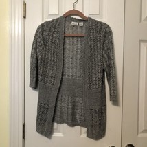Kim Rogers Petite open front cardigan gray knit sweater Size PL - £13.39 GBP