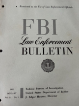 FBI Law Enforcement Bulletin January 1952 J Edgar Hoover John Hill wanted - $47.50