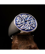 Round Celtic Men&#39;s blue Birgit&#39;s Cross Pinky Ring - Sterling Silver 925 - $102.00