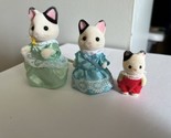 Calico Critters Sylvanian Families Tuxedo Cat Family figures 3 with cloths - $19.70