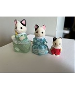 Calico Critters Sylvanian Families Tuxedo Cat Family figures 3 with cloths - £15.68 GBP