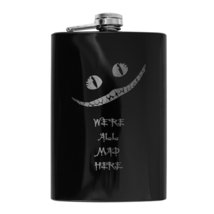 8oz BLACK We&#39;re All Mad Here Flask L1 - £17.22 GBP
